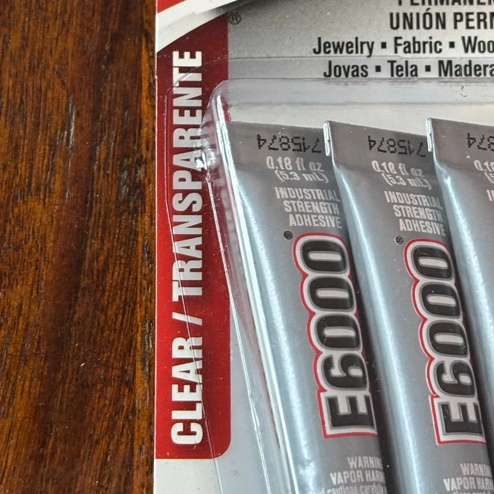 E6000 Industrial Strength Adhesive Clear 4Tubes 0.18oz Permanent Bond Craft Glue